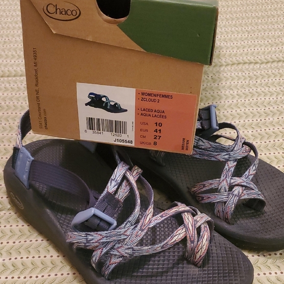 Chaco's Zcloud 2 Stylish Women's Sandals in Black‎ and Laced Agua - Picture 2 of 10
